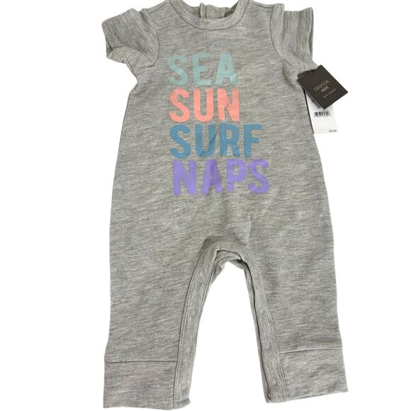 Grayson Mini Sea Sun Surf Naps Gray Jumpsuit Size 3-6 Months New - Picture 1 of 3